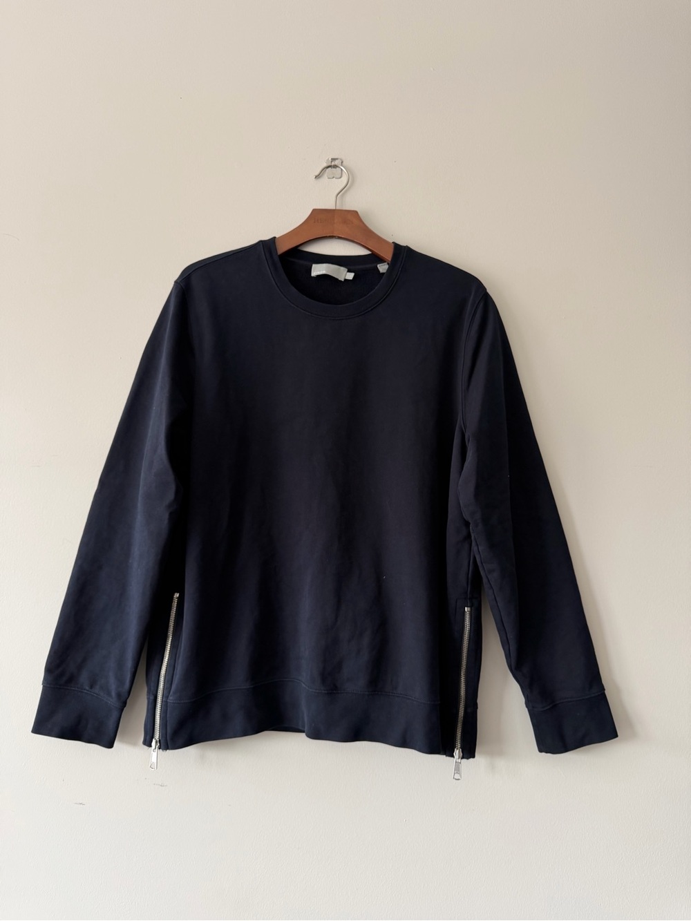 Vince size zip zipper crew neck sweat shirt sweater MEN’S LARGE color navy